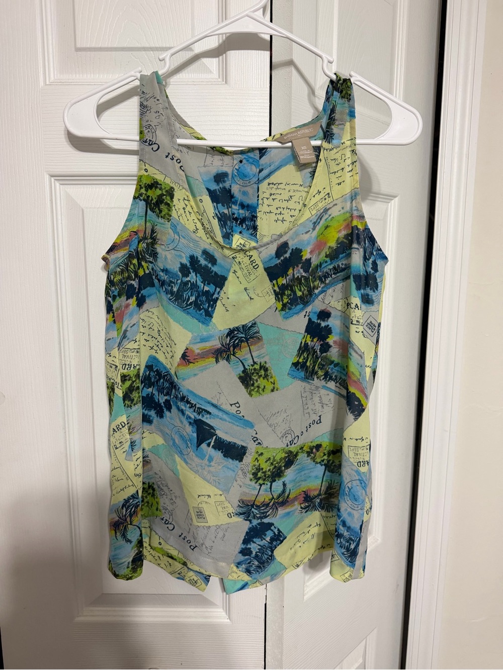 Banana Republic Tropical Postcard Print Tank - Blue & Green